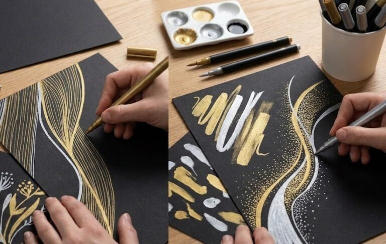 Metallic Markers on Dark Paper | Creating Metallic Art